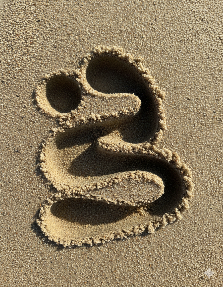 Logo drawn in sand