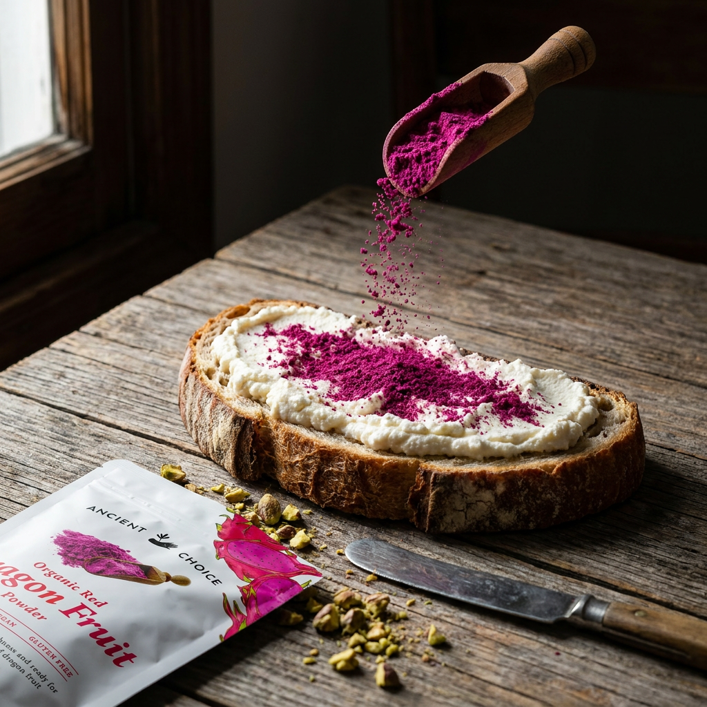 Dragon fruit ricotta toast