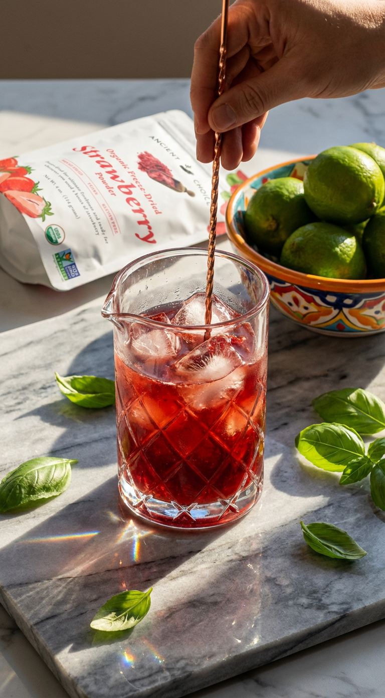 Strawberry mixing glass stir